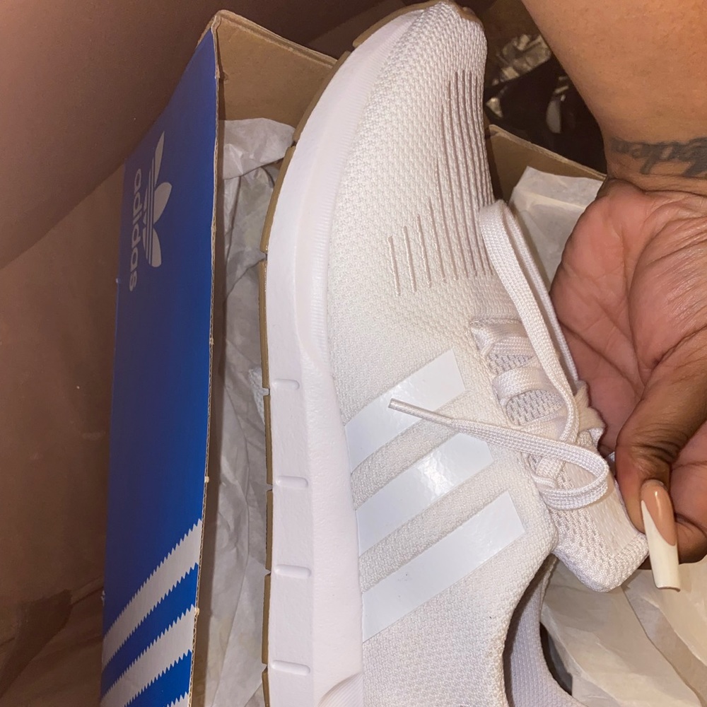White Adidas, size 9 1/2 men’s, brand new never worn
